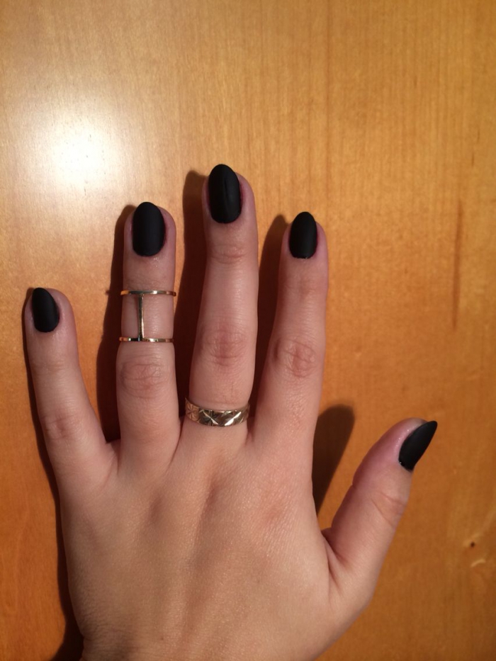 Black Matte Almond Nails