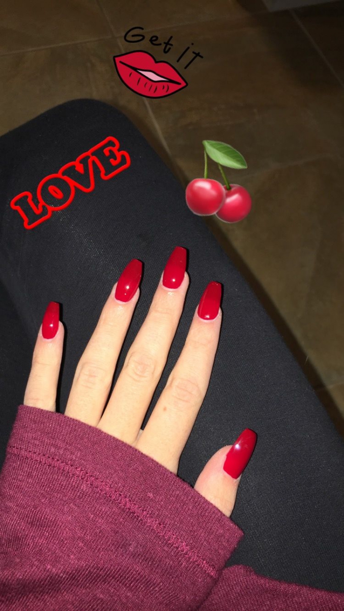 Cherry Red Coffin Nails Ig Victoriametts
