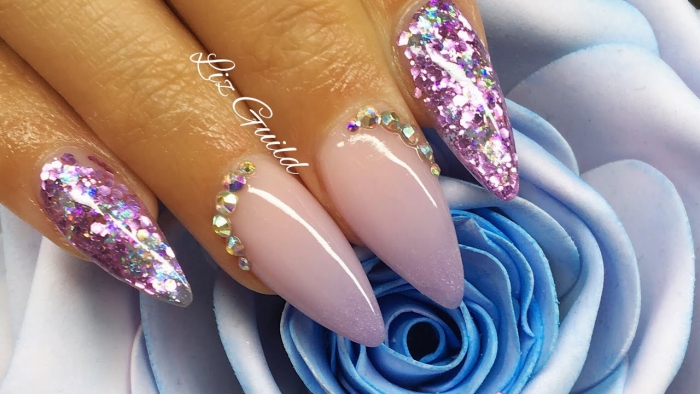 Lilac Ombre Almond Acrylic Nails