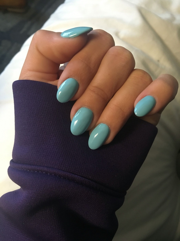 Tiffanys Blue Almond Shaped Nails