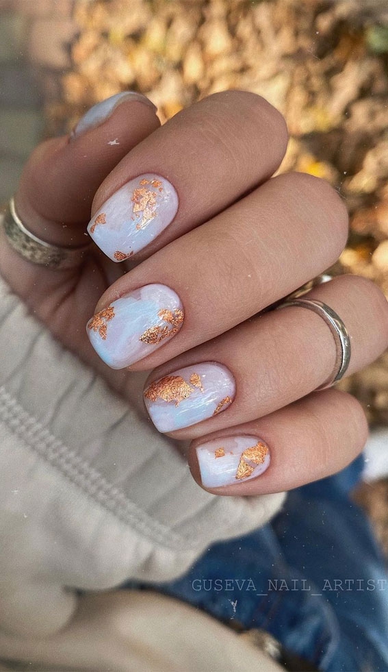 Beautiful Nail Art Designs Ideas Marble Nails With Gold Foil