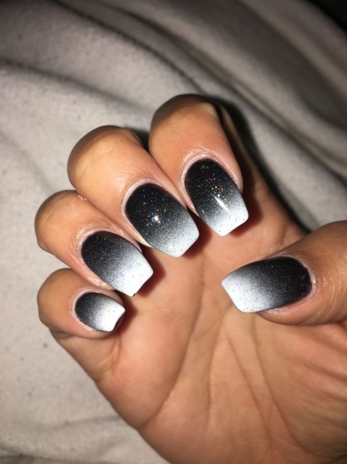 Black And White Ombr Nails
