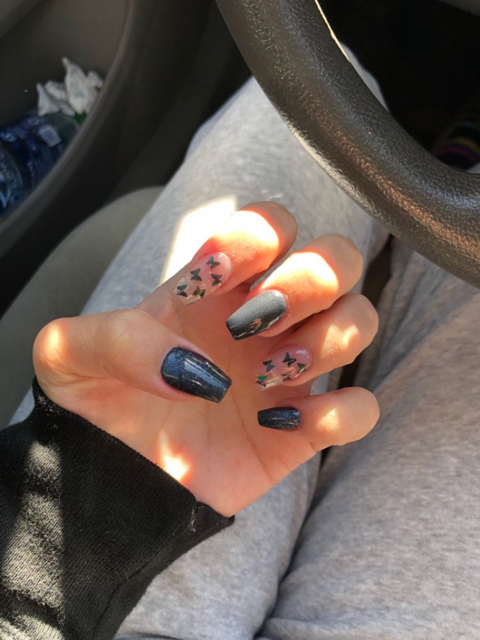 Black Butterfly Nails Acrylic
