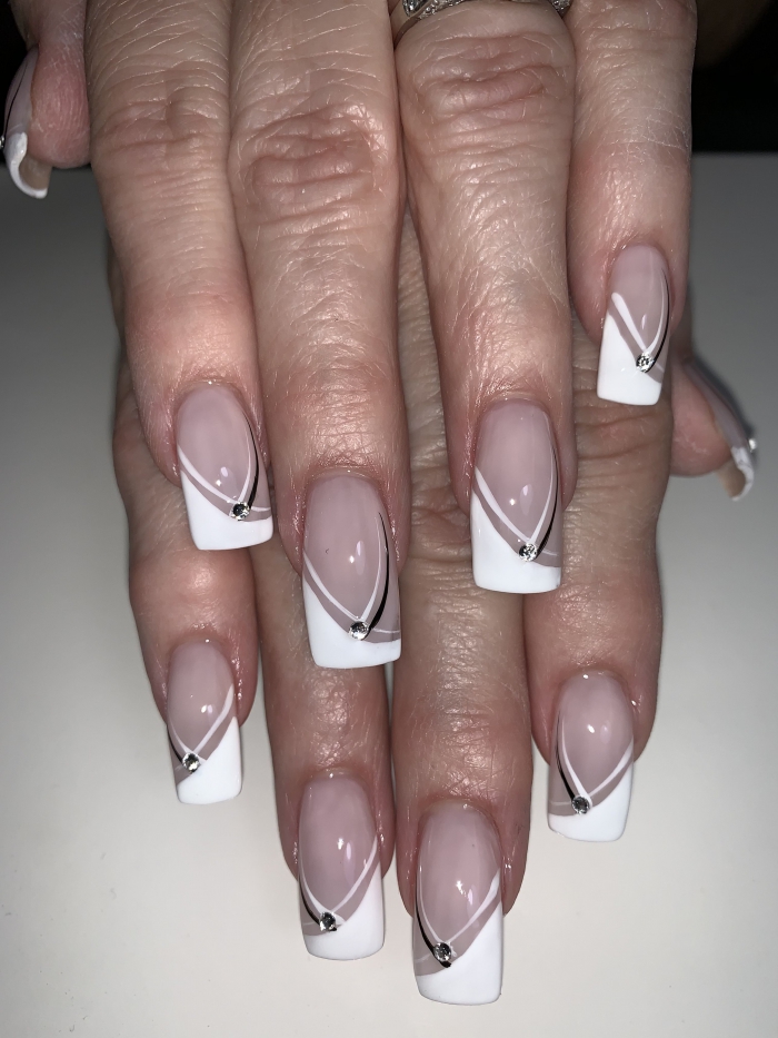 French Manicure Black And White Nails Design