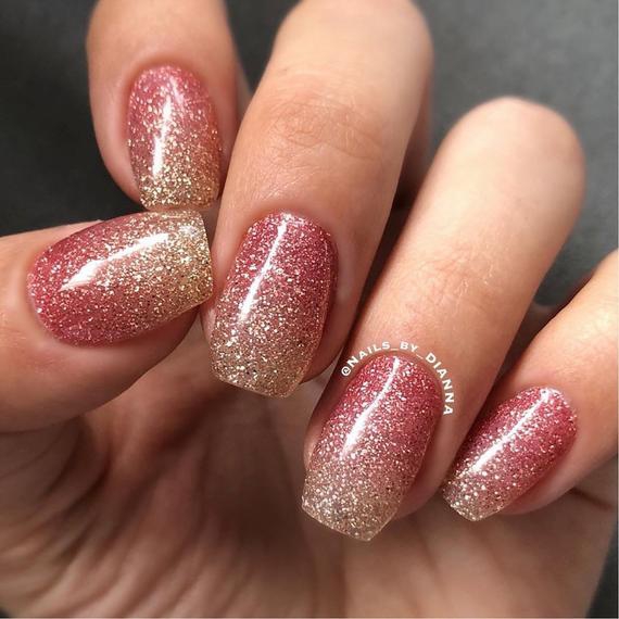 Gala Glitter Ombre Rose Gold Nail Wraps