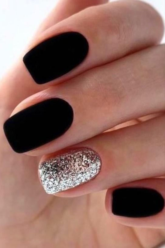 Glam Matte Nails Ideas With Black Nail Art Of