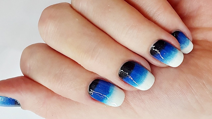Ombre Nails Black Blue And White