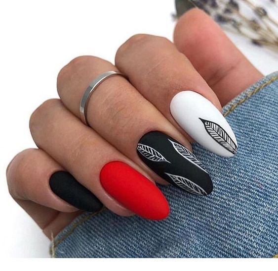 Red White And Black Nails