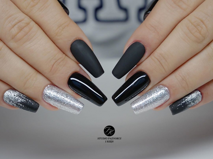 Updated Elegant Black And Silver Nails August