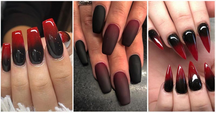 Updated Stunning Red And Black Ombre Nails August