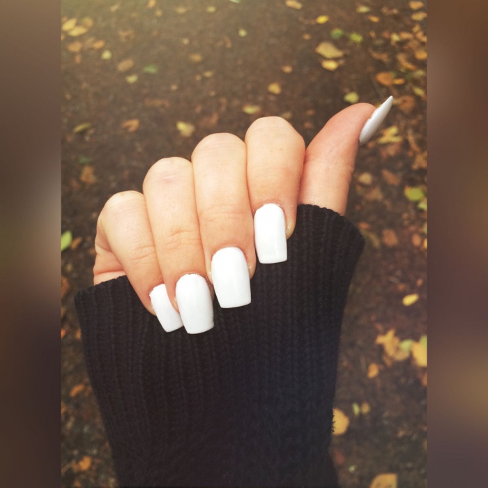 White Square Acrylic Nails Clean Stylish Pretty And A Bit Of