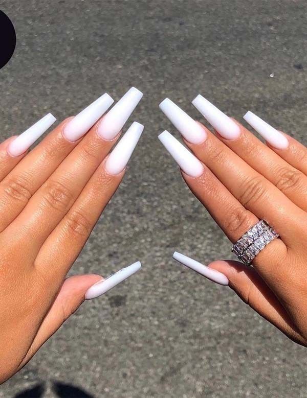 Adorable White Long Nails Designs And Images For