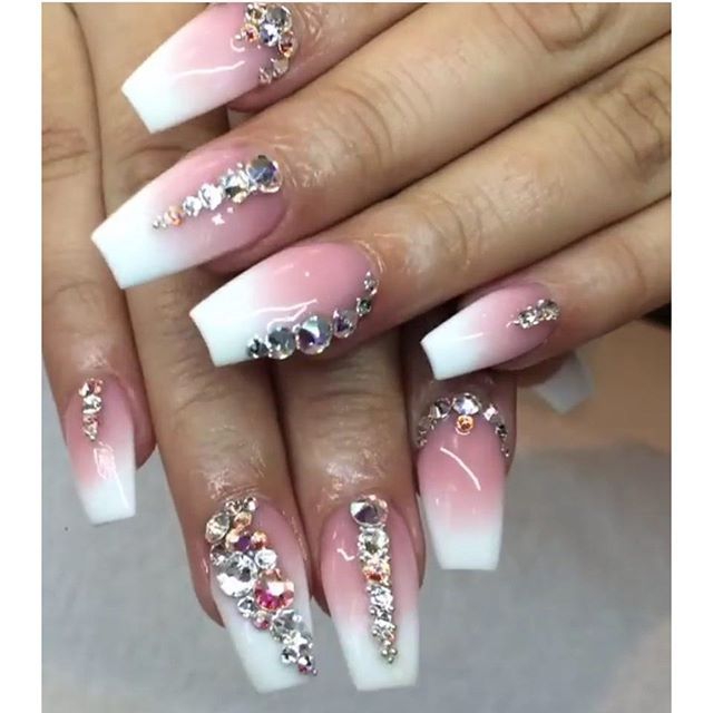 Loving This Blingy Set Using P And Whitest White By Yazzynails