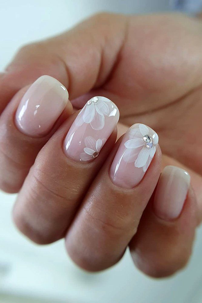 Perfect Pink And White Nails For Brides