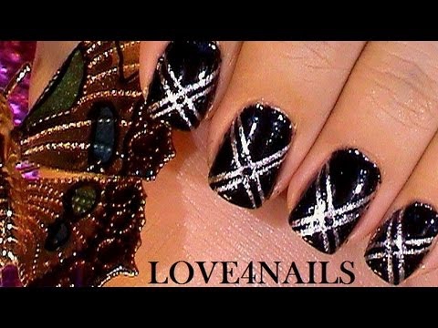 Quick And Easy Black Silver Short Nail Art Design Tutorial
