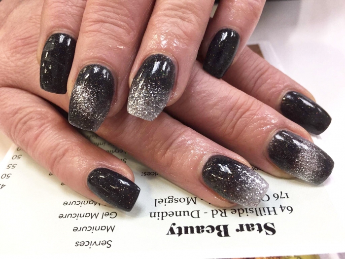 Sns Nails Ombr Black And Silver