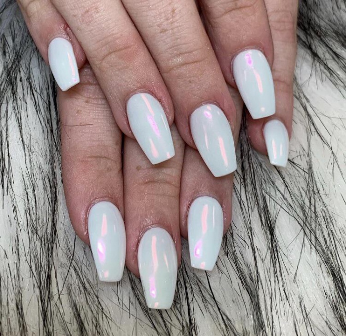 Chrome White Nails