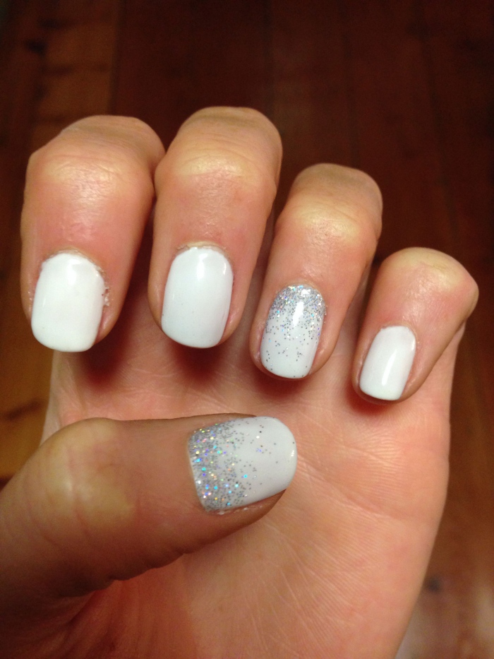 White Gel Nails With Glitter