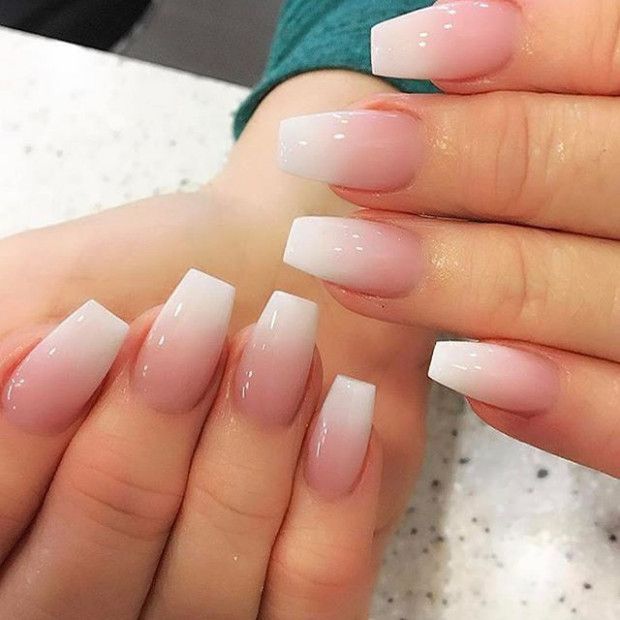 Pink White Ombre Nails