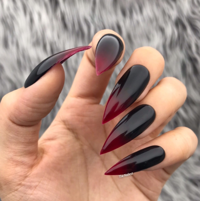 Black And Red Ombre Press On Nails
