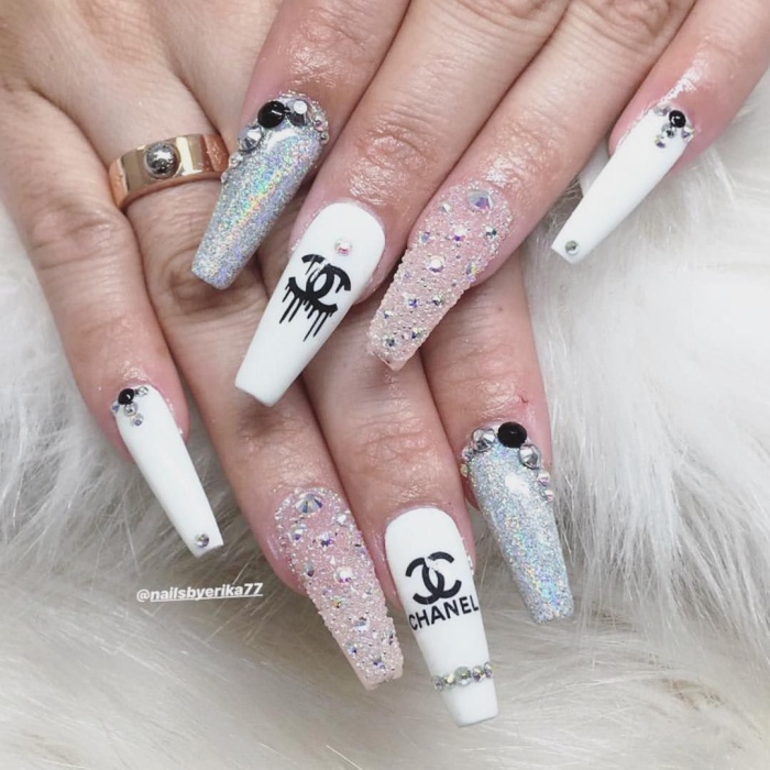 White Chanel Nails