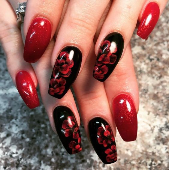 Red Black Nails