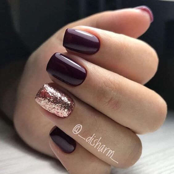 Red Gold Glitter Nails