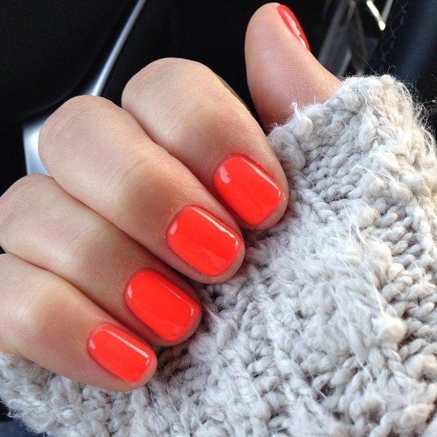 Orangey Red Nails Polish