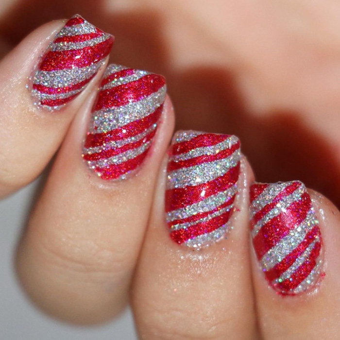 Red White Christmas Nails