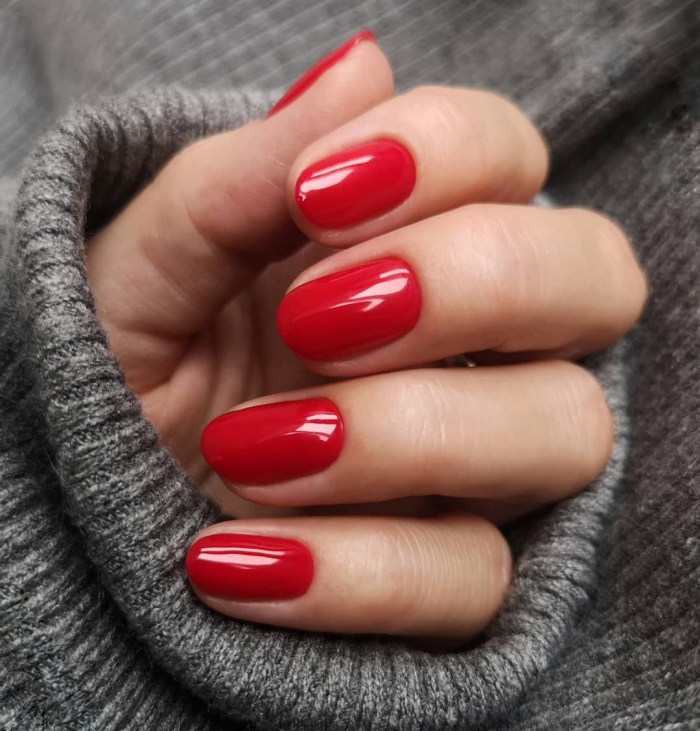 Red Short Acrylic Nails