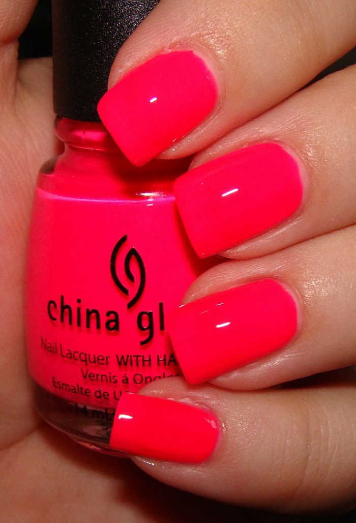 Neon Red Nails With China Glaze