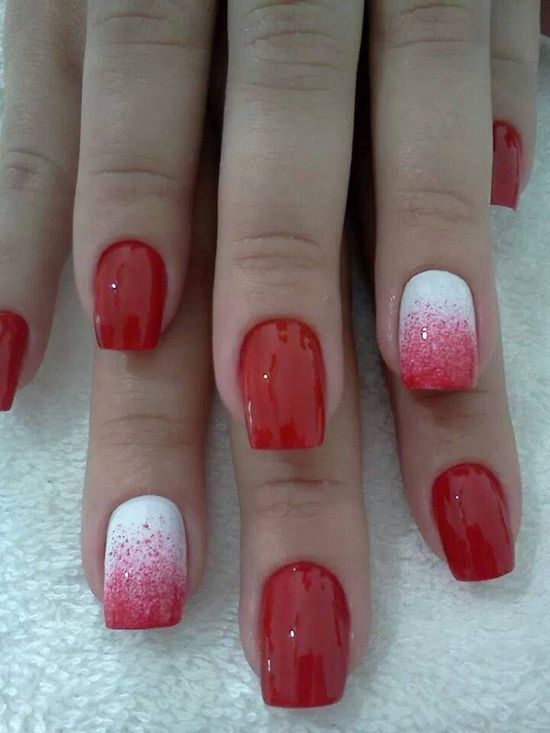 Nails Red White