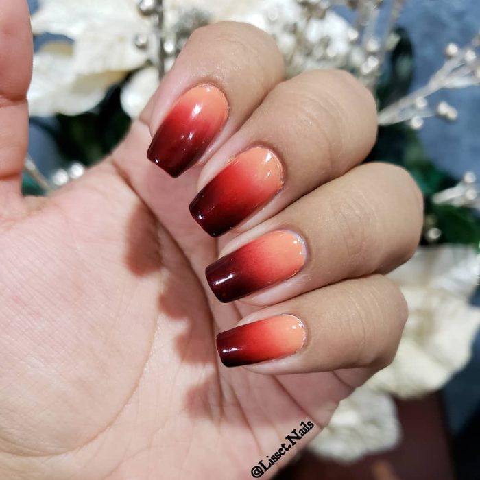 Orange Red To Ombre Nails