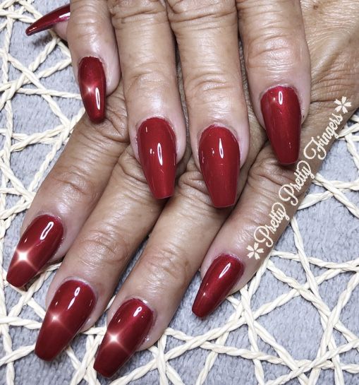 Candy Apple Red Coffin Nails