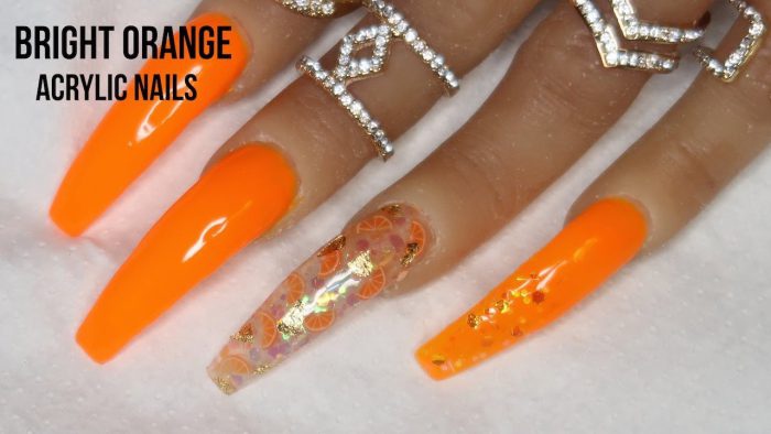 Diy Acrylic Nails Bright Orange