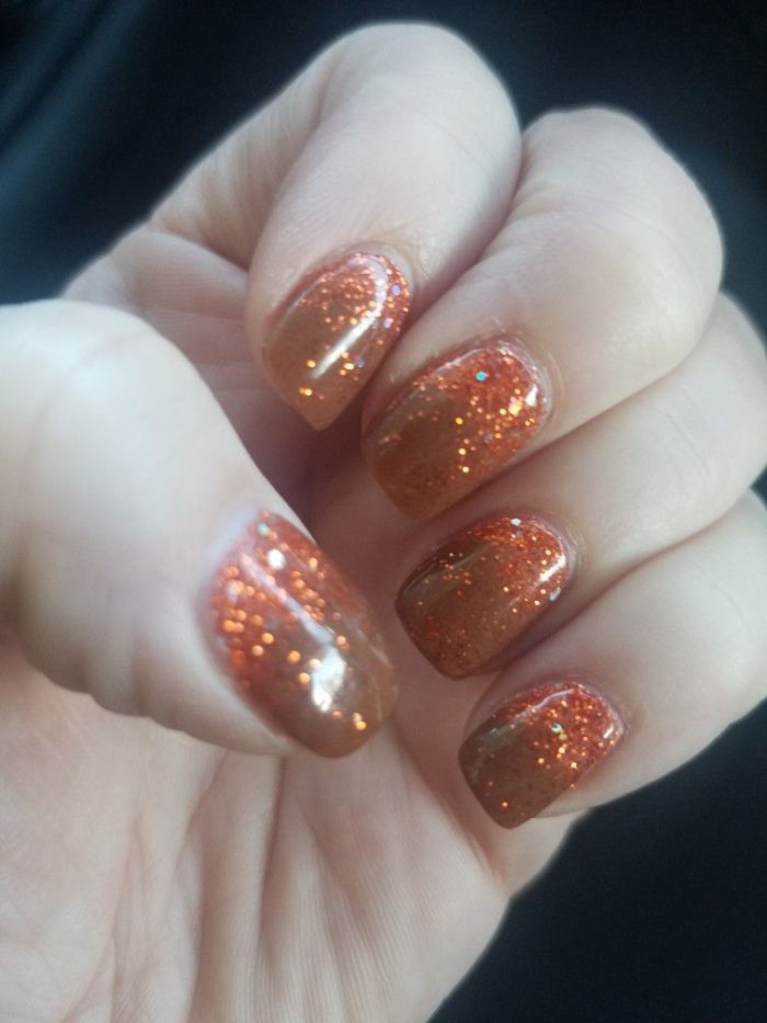 Fall Brown Orange Glitter Ombre Nails