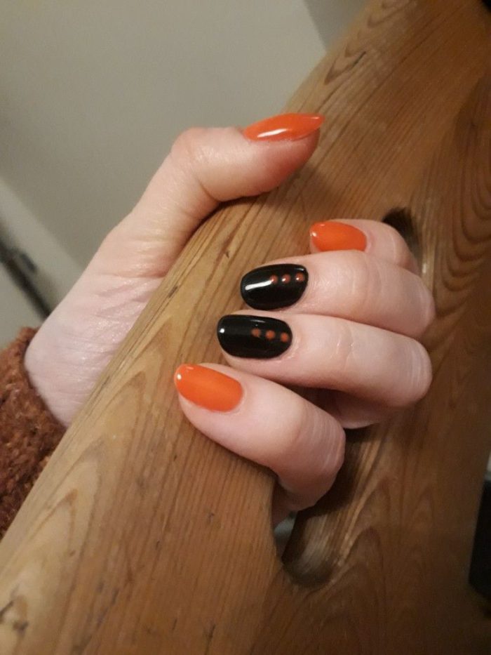 Freshmagma Black And Orange Nails Indigo Lafemme
