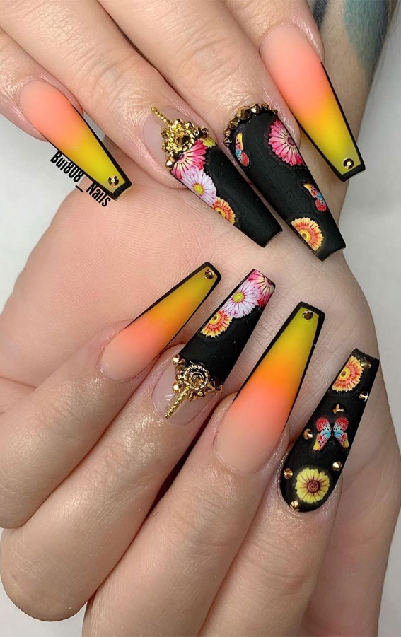 Orange To Yellow Ombre Nails