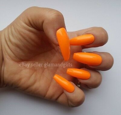 Orange Neon Square Nails