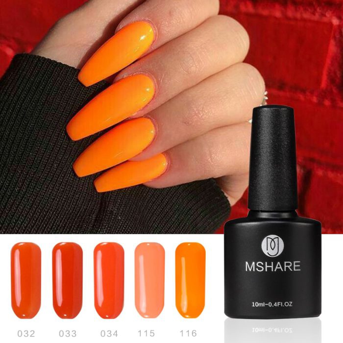Mshare Orange Neon Nail Gel Polish Ml Shining Nude Soak Off Uv