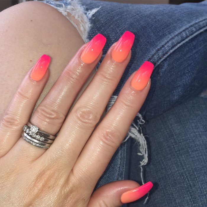 Nails Calgel Ombr Neon Pink Orange Gel