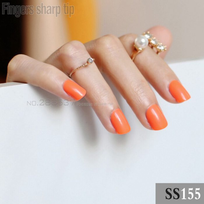 Orange Round Nails