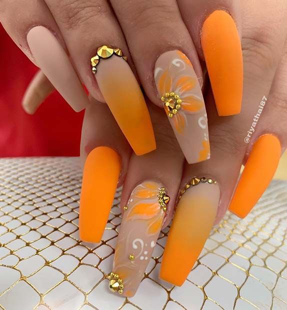 Orange Wedding Nails