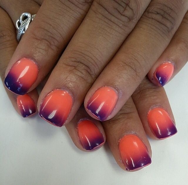 Orange And Purple Sunset Ombre Nails Perfect For Summer