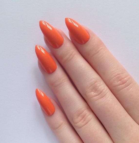 Orange Stiletto Nails