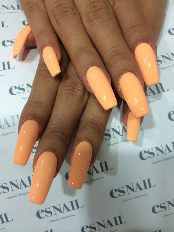 Orange Peach Acrylic Nails