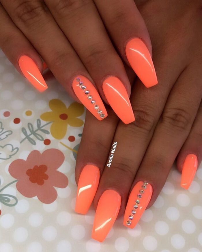 Orange Fluorescent Nails