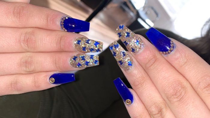 Acrylic Nails For Beginners Blue Butterflies
