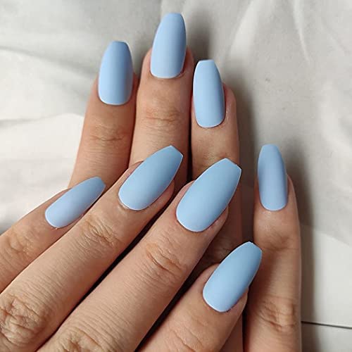 Blue Matte Acrylic Nails