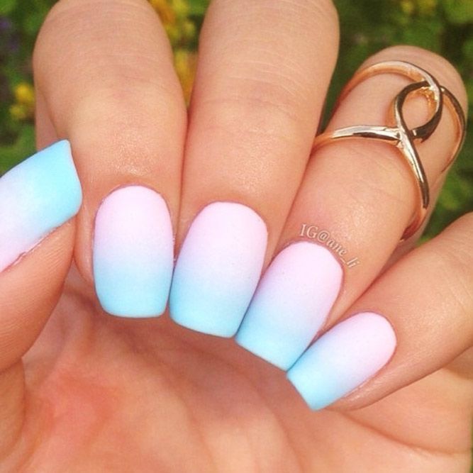 Blue Pastel Pink Nails